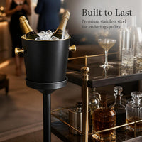 Thickened Stainless Steel Freestanding Ice Bucket with Stand for Bar and Home Decor