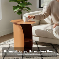 C-Shaped Side Table Minimalist aesthetic Nightstand Storage Shelf for Small Spaces