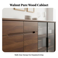 Modern Design Fluted Glass Door Credenza Multi-Functional Sideboard Adjustable Shelves Buffet Cabinet Soft-Close Doors for Entertainers, Homeowners, Apartment Dwellers, Dining Room, Kitchen, Entryway, Hallway