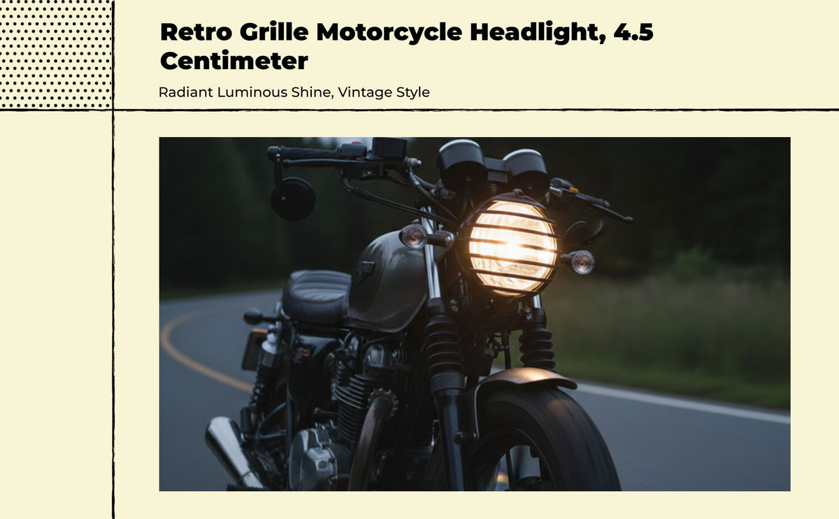 4.5 Inch Motorcycle Headlight for Enhanced Night Visibility, Chrome Bezel Round Headlight Assembly, Universal Front with Metal Mesh Grille