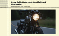 4.5 Inch Motorcycle Headlight for Enhanced Night Visibility, Chrome Bezel Round Headlight Assembly, Universal Front with Metal Mesh Grille