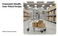 Heavy Duty Two Tier Supermarket Trolley Effortless Rolling Casters Double Deck Shopping Cart Nestable Commercial Logistics Cart for Warehouse Managers, Shoppers