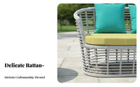 4 Pieces Weather-Resistant 4-Piece Rattan Seating Group Woven Texture 4-Piece Wicker Sofa Set Thick paddings Outdoor Furniture Low Maintenance for Homeowners, Garden fans, Entertainers, rearyard, Deck, Porch, waterside