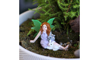 Girl and Hare Figurine Fantasy Style Micro Landscape Ornament Detailed Sculpture Pot Decoration