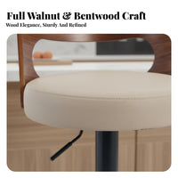 Upholstered Swivel Stool with Backrest Adjustable Height Bar Chair for Cafe