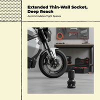 Power Wrench Socket, Extended Thin Wall Socket, High Strength, Automotive Repair, Motorcycle Maintenance