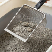 Cat Litter Sifter with 2.8mm and 3.8mm Holes, Stainless Steel Handle Scooper Cat Tool, Shallow Design Litter Scooper for Daily Box Cleaning