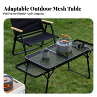 Folding Mesh Table with Side Racks Heavy Duty Camping Furniture for Picnickers