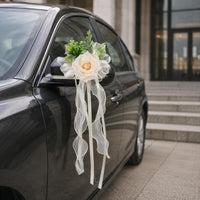 2 Pieces Wedding Car Flower Reusable Mirror Flower Decoration Pre Assembled