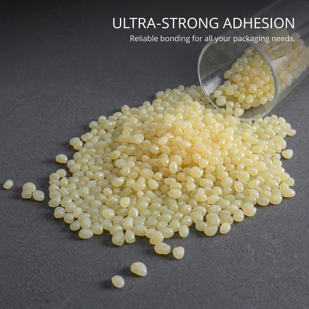 High Temperature Hot Melt Glue Pellets for Carton Sealing, Strong for Box Packaging, PE Film Laminated