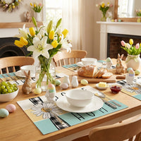 Easter Bunny Placemat Festive Bright Color Dining Mat for Home, Party, Kitchen, Restaurant