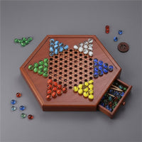 Chinese Checkers Board with Storage Drawer Deluxe Design 6 Player Marble Game