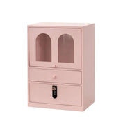 Tabletop Makeup Cabinet Arched Doors Lockable Desktop Cabinet