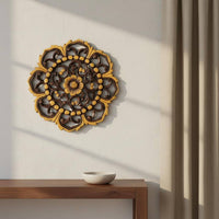 Round Carved Wall Plaque Textured Surface for Living Room, Hotel