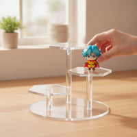 Hexagonal Display Stand Stepped Acrylic Display Stand Clear for Collectors, Retail Counter