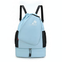 Separate Lower Compartment Drawstring Backpack Shuttlecock Graphic Badminton Backpack