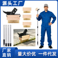 Long-Handled Weeding Brush with Wire Bristles for Garden and Courtyard Cleaning