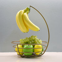Fruit Bowl with Banana Hanger Hook, Modern Nordic Style Fruit Basket for Kitchen Countertop