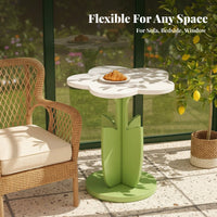 Flower Shaped Side Table Cream Look Flower Shaped End Table Floral Design Nightstand Rounded Edges Household Furniture