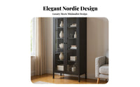 Light Luxury Design Glass Door Bookcase Dust-Proof Metal Glass Door Cabinet High Load Capacity Collectible Display Case Adjustable Shelves for Collectors, Book Lovers, Office Professionals, Living Room, Study, Small Apartment, Bedroom