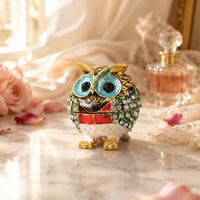 Owl Figurine Trinket Box Faceted Owl Trinket Box Compact