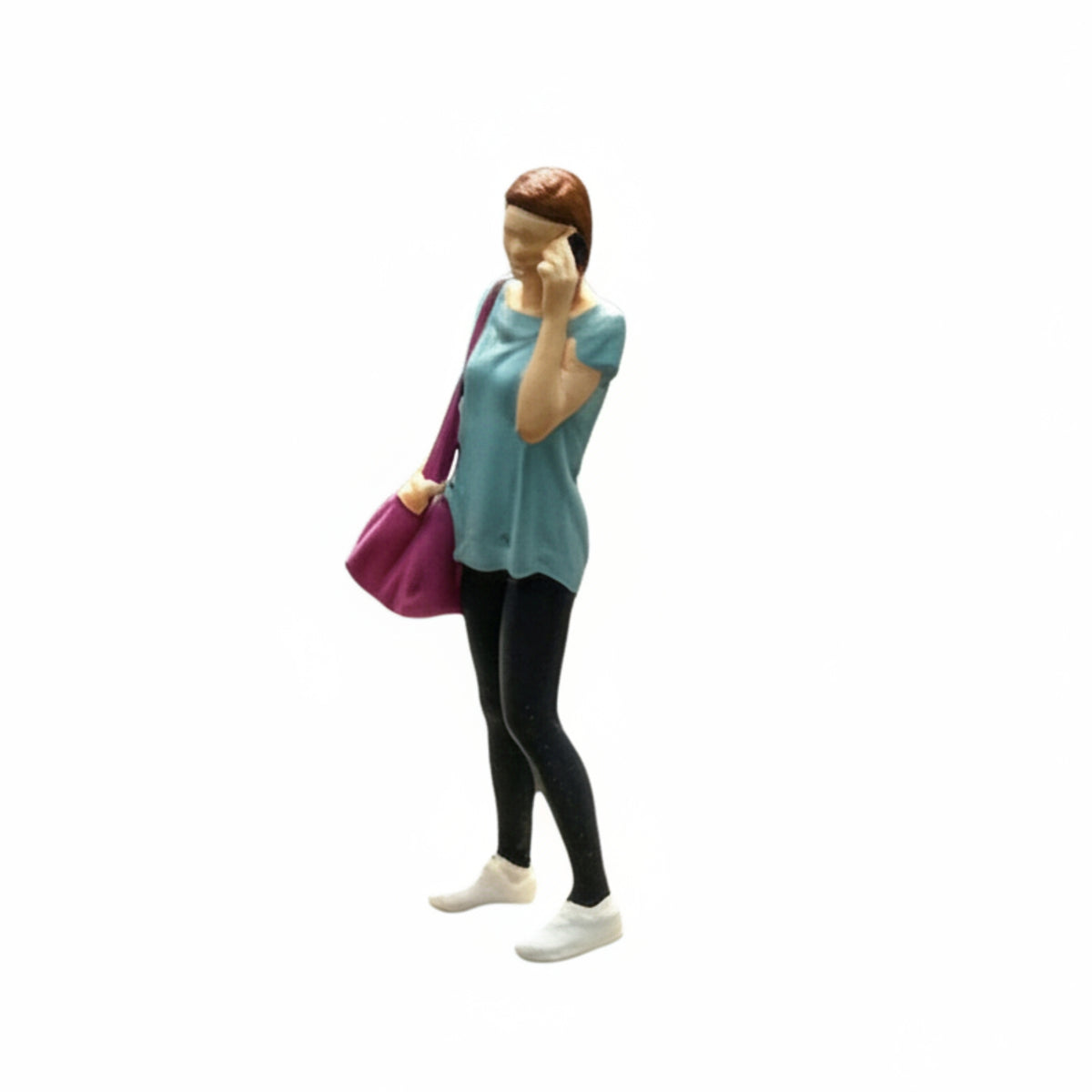 Backpack Phone-Calling Woman Figurine Model Decoration 1:64 Female Figurine Display Piece 1/64 Scale Figure High Detail