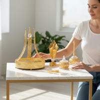 5 Pieces Arabian Incense Burner Scent Dish Collection Set Rhinestone Detail Gold Scent Dish Collection Set Ramadan Home Decoration Ornament for Living Room