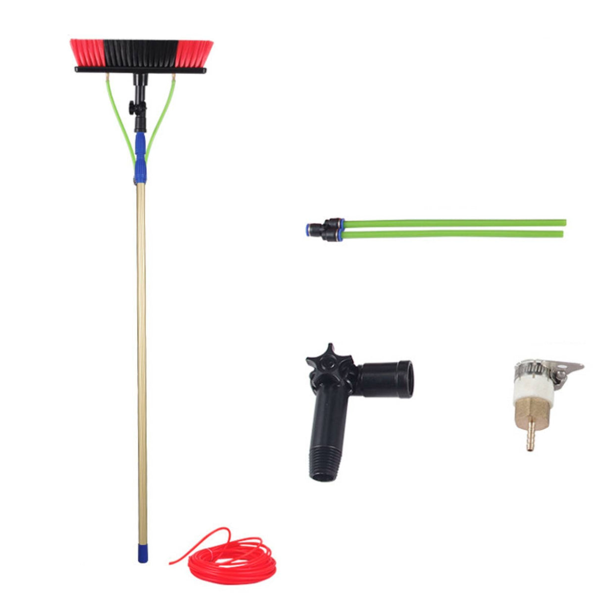 Water-Fed Pole System High-Reach Water-Fed Brush Adjustable for Homeowners
