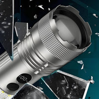 Four-Mode Flashlight with Digital Display Aluminum-Alloy Flashlight with Side Light LED Multifunction Light Long Lasting for Emergency