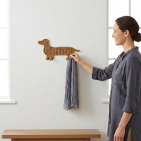 Woven Dachshund Hook Rack Decorative Home Organizer Space-Saving for Entryway