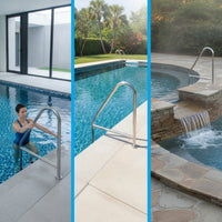 304 Stainless Steel Pool Ladder Handrail Rustproof Pool Handrail Hardware Bolt-on for Contractors, Wet-Entry Area