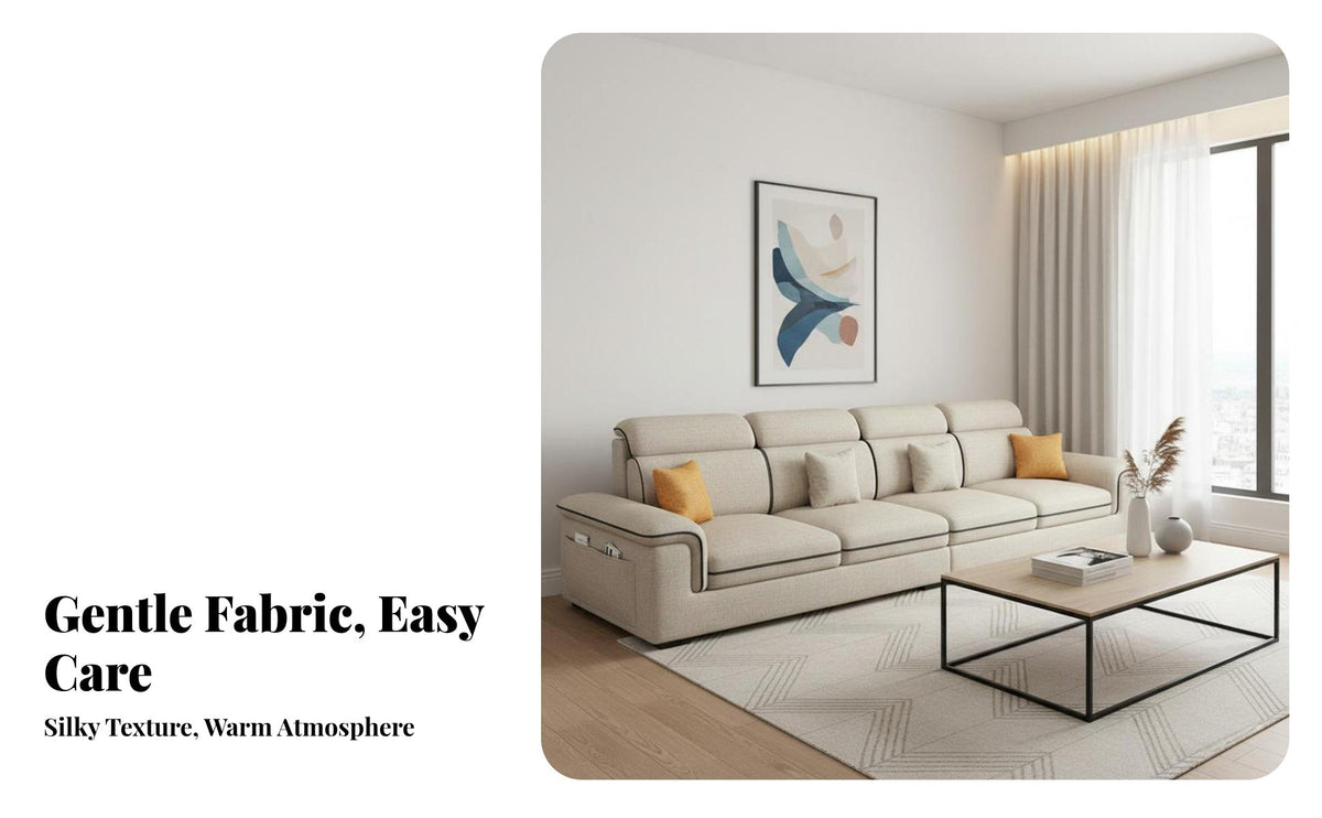 L-Shaped Chaise Sofa Tech Material Upholstery L-Shaped Couch with Chaise Modern Contemporary Living Room Furniture for Families, Small Areas, Office