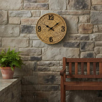 Garden Wall Clock IP44 Resin Wall Clock Natural Textured Design for Patio