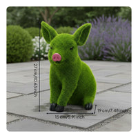 Flocked Pig Statue Weather Resistant Outdoor Decoration Handmade for Patio, Yard
