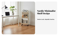 Multi-Tier Rolling Shelf With casters Shelving Unit Multifunctional for Students