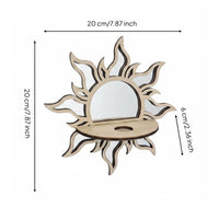 Wooden Cumulus Mirror Plant Holder Sun Wall Planter Rustic Design for Bedroom