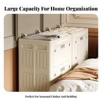 foldable Fabric Box Foldable Lidded Bin with view panel Stackable for Living Room