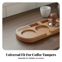 Universal Fit Wooden Espresso Tamping Station Hand Polished Coffee Tamper Holder Base Food-Grade Finish for Home Baristas, Kitchen Counter