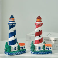 Mediterranean Lighthouse Decor Striped Design for Desktop