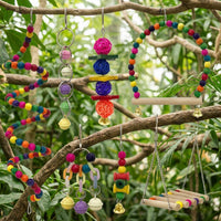 Parrot Toys 7 Piece Set, Parrot Cage Additions, Wood Parrot Climbing Toys and Parrot Gnaw Toys for Parakeets Cockatiels Enrichment