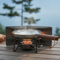 No Coating Hammered Titanium Frying Pan PFAS/PFOA/PTFE without Uncoated Titanium Skillet Physical Non-Stick Lightweight Backpacking Pan Detachable Handle for Campers, Backpackers, Hikers, Camping, Hiking