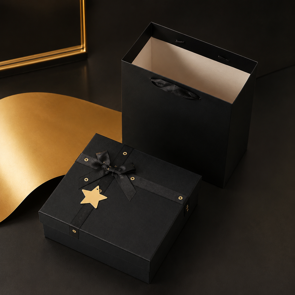 Cardboard Gift Box with Lid, 32x24x11cm Postal Gift Box for Presents, Rigid Gift Box with Bag for Small Business