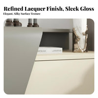Minimalist Design S-Shaped End Table sleek Lacquer Finish Nightstand Space-Saving Bedroom Furniture Open Storage Shelves for Apartment Dwellers, Homeowners, Interior Designers, Small Spaces, Living Room, Entryway, Office
