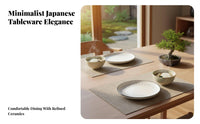 Japanese Style Ceramic Dinnerware Set, Minimalist Tableware, Bowl, Plate, Soup Dish, Gift Option