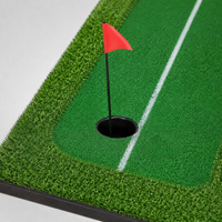 300cm Putt Mat with Artificial Turf, Non-Slip Golf Mat for Indoor Training, Portable, Realistic Grass Texture, Practice Holes, Flags