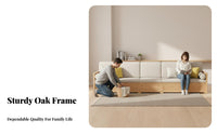sturdy Wood Frame L-Shaped Storage Settee Minimalist Design Wooden Sofa Removable cushion cases Corner Couch firm-density Foam for Apartment Dwellers, Families, Homeowners, Living Room, Small Spaces, Home Organization
