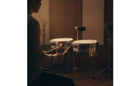 Timbales Drum Set with Stand and Cowbell Chrome Timbale Drums Metal-  Timbales with Stand for Stages