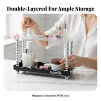 Rotating Makeup rotating organizer Elegant Design Cosmetic Holder Easy Assembly for Office