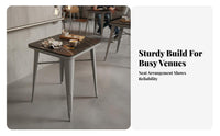 5 Pieces Industrial Dining Set Scratch Resistant Sintered Mineral Table and Chair Set Sturdy Construction Square Table Pre-assembled Style Suitable for Interior Designers Bar Commercial Spaces Modern Cafes Taverns