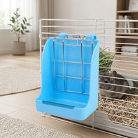 Spring Loaded Feeder Bunny Hay Feeder with Grid Hay Rack for Wire Cages, Easy Cleaning Hay Feeder for Small Pet Enclosures